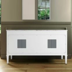 WOODBRIDGE Roma 61"x22"x38" Solid Wood Bath Vanity In White With Gold Hardware And Carrara Marble Top With Pre-Drilled Hole For Single Hole Faucet, Roma-6021-White+CAVT6122D-8 -Woodbridgebath Shop 20220830101919W5OMVZV1 thumb 600x600