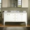 WOODBRIDGE Roma 61"x22"x38" Solid Wood Bath Vanity In White With Gold Hardware And Carrara Marble Top With Pre-Drilled Hole For Single Hole Faucet, Roma-6021-White+CAVT6122D-8 -Woodbridgebath Shop 20220830102517W5OMVZV1 thumb 600x600