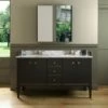 WOODBRIDGE Roma 61"x22"x38" Solid Wood Bath Vanity In Espresso With Gold Hardware And Carrara Marble Top With Pre-Drilled Hole For Single Hole Faucet, Roma-6021-Espresso+CAVT6122D-8 -Woodbridgebath Shop 20220830145839W5OMVZV1 thumb 600x600