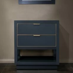 WOODBRIDGE Venice 30"x21"x33" Solid Wood Bath Vanities Cabinet Only With Center Drawers In Grey And Gold Hardware, Venice-3021-Grey-G