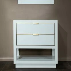 WOODBRIDGE Venice 30"x21"x33" Solid Wood Bath Vanities Cabinet Only With Center Drawers In White And Gold Hardware, Venice-3021-White-G