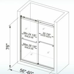 WOODBRIDGE Frameless Shower Doors 56-60" Width X 76"Height With 5/16"(8mm) Clear Tempered Glass, 2 Ways Opening & Double Sliding In Brushed Nickel Finish -Woodbridgebath Shop 20220909224750W5OMVZV1 thumb 600x600