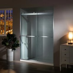 WOODBRIDGE Frameless Bathtub Shower Doors 46-48" Width X76"Height With 5/16"(8mm) Clear Tempered Glass, 2 Ways Opening & Double Sliding In Brushed Nickel Finish -Woodbridgebath Shop 20220909235011W5OMVZV1 thumb 600x600