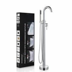WOODBRIDGE F0002CHRD Contemporary Single Handle Floor Mount Freestanding Tub Filler Faucet With Hand Shower In Chrome Finish. -Woodbridgebath Shop 20220919141039W5OMVZV1 thumb 600x600