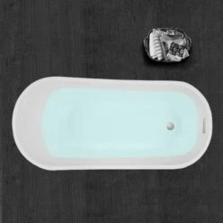 WOODBRIDGE 67" Acrylic Freestanding Bathtub Contemporary Soaking Tub With Brushed Nickel Overflow And Drain,White Tub,B0001-B/N-Drain&O -Woodbridgebath Shop 20220920135554W5OMVZV1 thumb 600x600