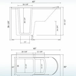 WOODBRIDGE 60 In. X 30 In. Left Hand Walk-In Air & Whirlpool Jets Hot Tub With Quick Fill Faucet With Hand Shower, White High Glass Acrylic Tub With Computer Control Panel, WB603038L -Woodbridgebath Shop 20220927101424W5OMVZV1 thumb 600x600