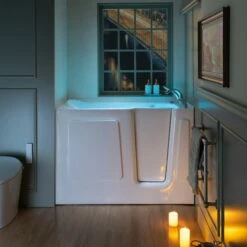 WOODBRIDGE 54 In. X 30 In. Right Hand Walk-In Air & Whirlpool Jets Hot Tub With Quick Fill Faucet With Hand Shower, White High Glass Acrylic Tub With Computer Control Panel, WB543038R