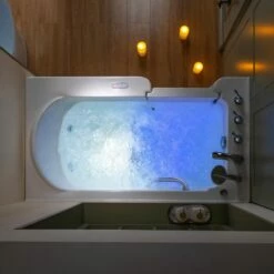 WOODBRIDGE 54 In. X 30 In. Left Hand Walk-In Air & Whirlpool Jets Hot Tub With Quick Fill Faucet With Hand Shower, White High Glass Acrylic Tub With Computer Control Panel, WB543038L -Woodbridgebath Shop 20220927104907W5OMVZV1 thumb 600x600