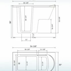 WOODBRIDGE 54 In. X 30 In. Left Hand Walk-In Air & Whirlpool Jets Hot Tub With Quick Fill Faucet With Hand Shower, White High Glass Acrylic Tub With Computer Control Panel, WB543038L -Woodbridgebath Shop 20220927105038W5OMVZV1 thumb 600x600