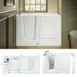 WOODBRIDGE 54 In. X 30 In. Left Hand Walk-In Air & Whirlpool Jets Hot Tub With Quick Fill Faucet With Hand Shower, White High Glass Acrylic Tub With Computer Control Panel, WB543038L -Woodbridgebath Shop 20220927105209W5OMVZV1 thumb 600x600