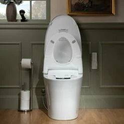 WOODBRIDGE LT610 One Piece Elongated Smart Toilet Bidet With Massage Washing, Auto Open And Close Seat And Lid, Auto Flush, Heated Seat And Integrated Multi Function Remote Control, White -Woodbridgebath Shop 20221011153616W5OMVZV1 thumb 600x600