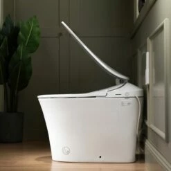 WOODBRIDGE LT610 One Piece Elongated Smart Toilet Bidet With Massage Washing, Auto Open And Close Seat And Lid, Auto Flush, Heated Seat And Integrated Multi Function Remote Control, White -Woodbridgebath Shop 20221011153950W5OMVZV1 thumb 600x600