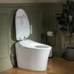 WOODBRIDGE LT610 One Piece Elongated Smart Toilet Bidet With Massage Washing, Auto Open And Close Seat And Lid, Auto Flush, Heated Seat And Integrated Multi Function Remote Control, White -Woodbridgebath Shop 20221011154100W5OMVZV1 thumb 600x600