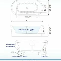 WOODBRIDGE 67" Contemporary Freestanding Acrylic Air Bubble Soaking Bathtub With Chrome Overflow And Drain B0101-C -Woodbridgebath Shop 20221012152356W5OMVZV1 thumb 600x600