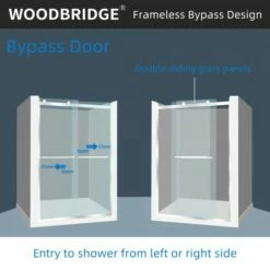 WOODBRIDGE Frameless Shower Doors 56-60" Width X 76"Height With 5/16"(8mm) Clear Tempered Glass, 2 Ways Opening & Double Sliding In Brushed Nickel Finish -Woodbridgebath Shop 20221020090212W5OMVZV1 thumb 600x600