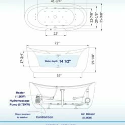 Best Seller WOODBRIDGE 72" X 35-3/8" Whirlpool Water Jetted And Air Bubble Freestanding Heated Soaking Combination Bathtub With LED Control Panel , BJ400 -Woodbridgebath Shop 20221020111626W5OMVZV1 thumb 600x600