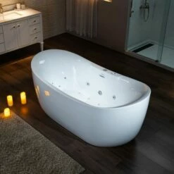 Best Seller WOODBRIDGE 72" X 35-3/8" Whirlpool Water Jetted And Air Bubble Freestanding Heated Soaking Combination Bathtub With LED Control Panel , BJ400 -Woodbridgebath Shop 20221020111657W5OMVZV1 thumb 600x600