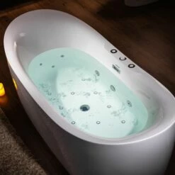 WOODBRIDGE 71" X 31-1/2" Whirlpool Water Jetted And Air Bubble Freestanding Heated Soaking Combination Bathtub, BJ300 -Woodbridgebath Shop 20221020114415W5OMVZV1 thumb 600x600