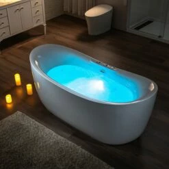 WOODBRIDGE 71" X 31-1/2" Whirlpool Water Jetted And Air Bubble Freestanding Heated Soaking Combination Bathtub, BJ300 -Woodbridgebath Shop 20221020114422W5OMVZV1 thumb 600x600
