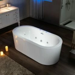 WOODBRIDGE 66-1/2" X 31-7/8" Whirlpool Water Jetted And Air Bubble Freestanding Heated Soaking Combination Bathtub, BJ200 -Woodbridgebath Shop 20221020115625W5OMVZV1 thumb 600x600