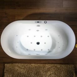 WOODBRIDGE 59" X 31-1/2" Whirlpool Water Jetted And Air Bubble Freestanding Heated Soaking Combination Bathtub With LED Control Panel , BJ100 -Woodbridgebath Shop 20221020140546W5OMVZV1 thumb 600x600