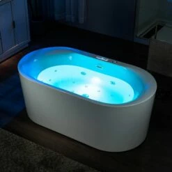 WOODBRIDGE 59" X 31-1/2" Whirlpool Water Jetted And Air Bubble Freestanding Heated Soaking Combination Bathtub With LED Control Panel , BJ100 -Woodbridgebath Shop 20221020140607W5OMVZV1 thumb 600x600