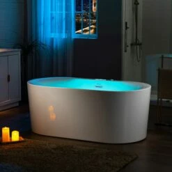 WOODBRIDGE 59" X 31-1/2" Whirlpool Water Jetted And Air Bubble Freestanding Heated Soaking Combination Bathtub With LED Control Panel , BJ100 -Woodbridgebath Shop 20221020140716W5OMVZV1 thumb 600x600
