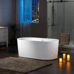 WOODBRIDGE 59" X 31-1/2" Whirlpool Water Jetted And Air Bubble Freestanding Heated Soaking Combination Bathtub With LED Control Panel , BJ100 -Woodbridgebath Shop 20221020140754W5OMVZV1 thumb 600x600