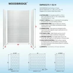 WOODBRIDGE Solid Surface 3-Panel Shower Wall Kit, 32-in L X 60-in W X 75-in H, Staggered Brick Pattern, High Gloss White Finish -Woodbridgebath Shop 20221025140849W5OMVZV1 thumb 600x600