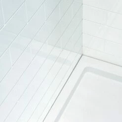 WOODBRIDGE Solid Surface 3-Panel Shower Wall Kit, 32-in L X 60-in W X 75-in H, Staggered Brick Pattern, High Gloss White Finish -Woodbridgebath Shop 20221026154156W5OMVZV1 thumb 600x600