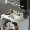 WOODBRIDGE 31" X22" Vanity Top With Single Under Mount Rectangle Bowl, Carrara White Engineered Stone, Pre-drilled With 3-hole For 8-inch Widespread Faucet Set Up Option, CALAVT3122-8 -Woodbridgebath Shop 20221101164412W5OMVZV1 thumb 600x600