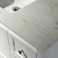 WOODBRIDGE 31" X22" Vanity Top With Single Under Mount Rectangle Bowl, Carrara White Engineered Stone, Pre-drilled With 3-hole For 8-inch Widespread Faucet Set Up Option, CALAVT3122-8 -Woodbridgebath Shop 20221101164436W5OMVZV1 thumb 600x600