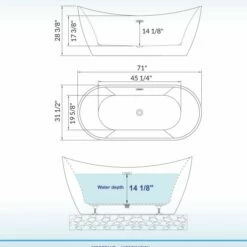 WOODBRIDGE 71" Acrylic Freestanding Bathtub Contemporary Soaking Tub With Brushed Nickel Overflow And Drain,White Tub,B0017-B/N-Drain&O -Woodbridgebath Shop 20221102180151W5OMVZV1 thumb 600x600