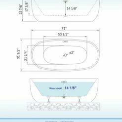 WOODBRIDGE 71" Acrylic Freestanding Bathtub Contemporary Soaking Tub With Brushed Nickel Overflow And Drain,White Tub,B1538-B/N-Drain&O -Woodbridgebath Shop 20221128144236W5OMVZV1 thumb 600x600