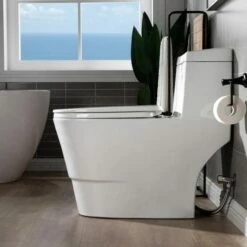 WOODBRIDGE One Piece, 1.28 GPF Dual, Chair Height, Water Sensed, 1000 Gram MaP Flushing Score Toilet With Matte Black Button T0001-MB, White (2 -Pack) -Woodbridgebath Shop 20221207151435W5OMVZV1 thumb 600x600