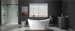 WOODBRIDGE 67" Acrylic Freestanding Bathtub Contemporary Soaking Tub With Brushed Nickel Overflow And Drain,White Tub,B0010-B/N-Drain&O -Woodbridgebath Shop 20230120143336TUVRTTKK