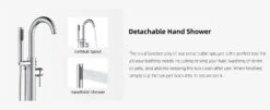 WOODBRIDGE F0002CHRD Contemporary Single Handle Floor Mount Freestanding Tub Filler Faucet With Hand Shower In Chrome Finish. -Woodbridgebath Shop 20230131113221K78JS2XY