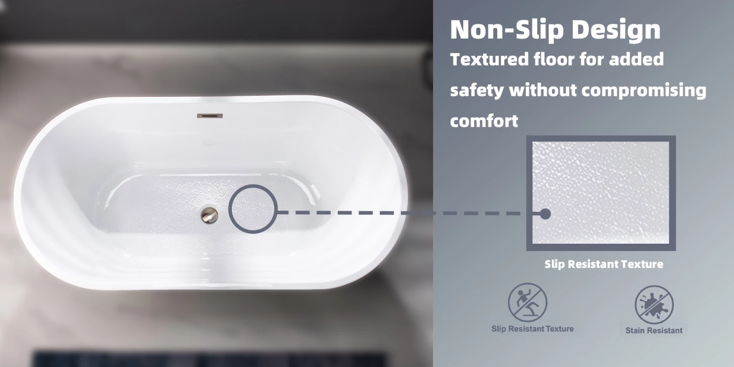 WOODBRIDGE 59" Acrylic Freestanding Bathtub Contemporary Soaking Tub With Brushed Nickel Overflow And Drain,White Tub,B-0081/BTA0081 21 WOODBRIDGE 59" Acrylic Freestanding Bathtub Contemporary Soaking Tub With Brushed Nickel Overflow And Drain,White Tub,B-0081/BTA0081 - Image 19