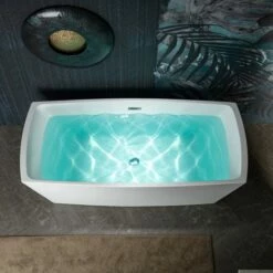 WOODBRIDGE 67" Acrylic Freestanding Double Ended Contemporary Soaking Tub With Brushed Nickel Overflow And Drain Option, White, B1505 -Woodbridgebath Shop 20230216161243W5OMVZV1 thumb 600x600