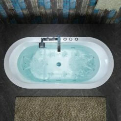 WOODBRIDGE 66-1/2" X 31-7/8" Whirlpool Water Jetted And Air Bubble Freestanding Heated Soaking Combination Bathtub With Tub Filler, BJ200+F0041CH -Woodbridgebath Shop 20230221154648W5OMVZV1 thumb 600x600