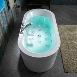 WOODBRIDGE 66-1/2" X 31-7/8" Whirlpool Water Jetted And Air Bubble Freestanding Heated Soaking Combination Bathtub With Tub Filler, BJ200+F0041CH -Woodbridgebath Shop 20230221154939W5OMVZV1 thumb 600x600