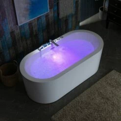 WOODBRIDGE 66-1/2" X 31-7/8" Whirlpool Water Jetted And Air Bubble Freestanding Heated Soaking Combination Bathtub With Tub Filler, BJ200+F0041CH -Woodbridgebath Shop 20230221154953W5OMVZV1 thumb 600x600