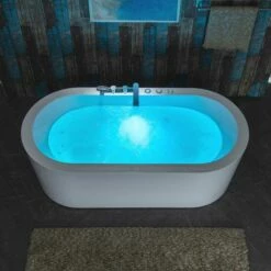 WOODBRIDGE 66-1/2" X 31-7/8" Whirlpool Water Jetted And Air Bubble Freestanding Heated Soaking Combination Bathtub With Tub Filler, BJ200+F0041CH -Woodbridgebath Shop 20230221155002W5OMVZV1 thumb 600x600