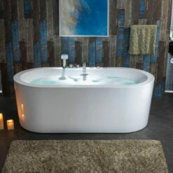 WOODBRIDGE 66-1/2" X 31-7/8" Whirlpool Water Jetted And Air Bubble Freestanding Heated Soaking Combination Bathtub With Tub Filler, BJ200+F0041CH -Woodbridgebath Shop 20230221155013W5OMVZV1 thumb 600x600