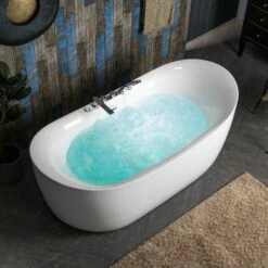 WOODBRIDGE 72" X 35-3/8" Whirlpool Water Jetted And Air Bubble Freestanding Heated Soaking Combination Bathtub With Tub Filler And LED Control Panel , BJ400+F0041CH -Woodbridgebath Shop 20230221160917W5OMVZV1 thumb 600x600
