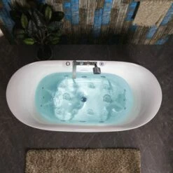 WOODBRIDGE 72" X 35-3/8" Whirlpool Water Jetted And Air Bubble Freestanding Heated Soaking Combination Bathtub With Tub Filler And LED Control Panel , BJ400+F0041CH -Woodbridgebath Shop 20230221161138W5OMVZV1 thumb 600x600
