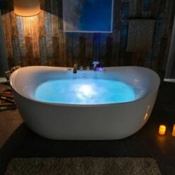 WOODBRIDGE 72" X 35-3/8" Whirlpool Water Jetted And Air Bubble Freestanding Heated Soaking Combination Bathtub With Tub Filler And LED Control Panel , BJ400+F0041CH -Woodbridgebath Shop 20230221161148W5OMVZV1 thumb 600x600