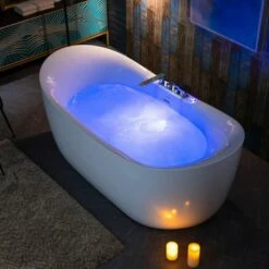 WOODBRIDGE 72" X 35-3/8" Whirlpool Water Jetted And Air Bubble Freestanding Heated Soaking Combination Bathtub With Tub Filler And LED Control Panel , BJ400+F0041CH -Woodbridgebath Shop 20230221161321W5OMVZV1 thumb 600x600