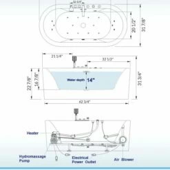 WOODBRIDGE 66-1/2" X 31-7/8" Whirlpool Water Jetted And Air Bubble Freestanding Heated Soaking Combination Bathtub With Tub Filler, BJ200+F0041CH -Woodbridgebath Shop 20230307181145W5OMVZV1 thumb 600x600