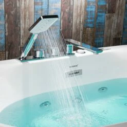 WOODBRIDGE 59" X 31-1/2" Whirlpool Water Jetted And Air Bubble Freestanding Heated Soaking Combination Bathtub With Tub Filler And LED Control Panel, BJ100+F0041CH -Woodbridgebath Shop 20230419143652W5OMVZV1 thumb 600x600